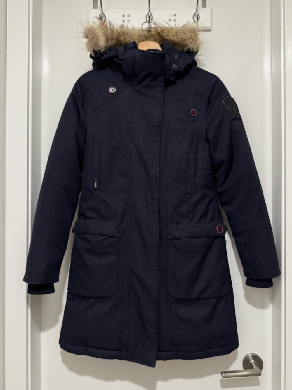 Nobis Navy Down Parka XS Genuine Coyote Fur Hood
